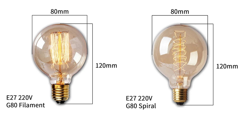 Retro Edison Bulb E27 220V 40W ST64 G80 G95 G125 Ampoule Vintage Edison Bulb Incandescent Lamp Filament Light Bulb Home Decor