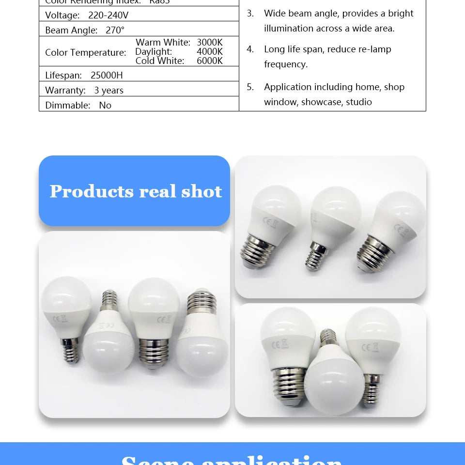 6Pcs G45 Led Golf Bulb 3W-7W E14 E27 B22 AC220V Warm White 3000K Daylight 4000K Cold White 6000K Lamp Light For Home Decoration