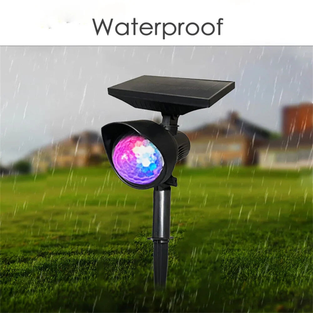 LED Solar Power Lamp with ON/OFF Switch LED Projector Light IP55 Waterproof RGB Solar Light For Garden Courtyard Home Decor