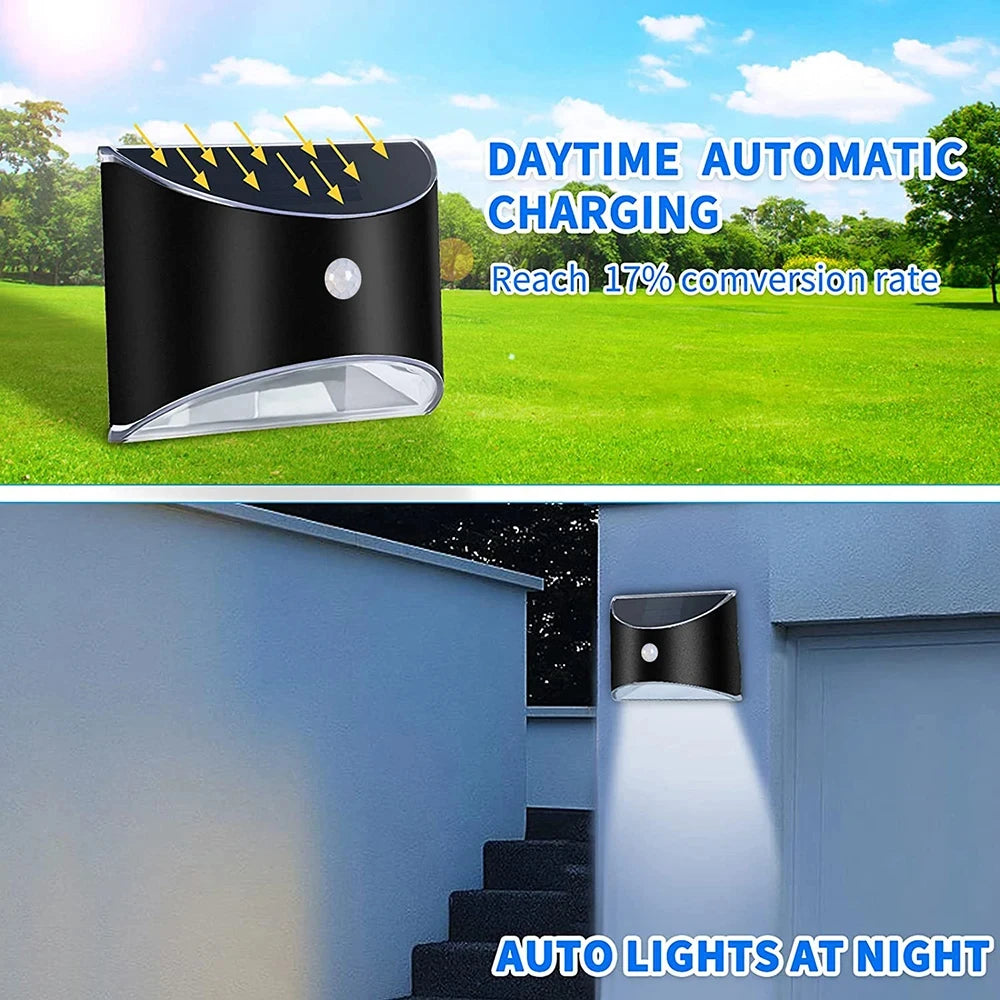 Solar LED Light Outdoor Solar Wall Lamp Waterproof Solar Powered Sconce Lights for Garden Fence Stair Step Patio Yard Decoration