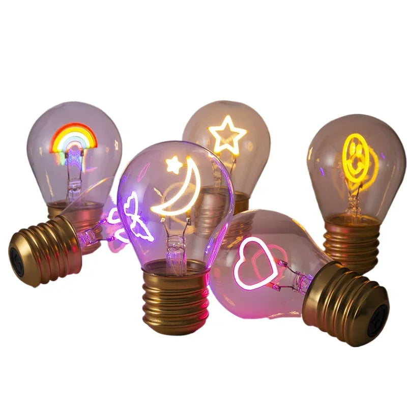 Edison A70 5V Decorative Lamp Led Vintage Tungsten Christmas Gift Cartoon Plastic Art Decorative Light Type-C Rechargeable Bulb