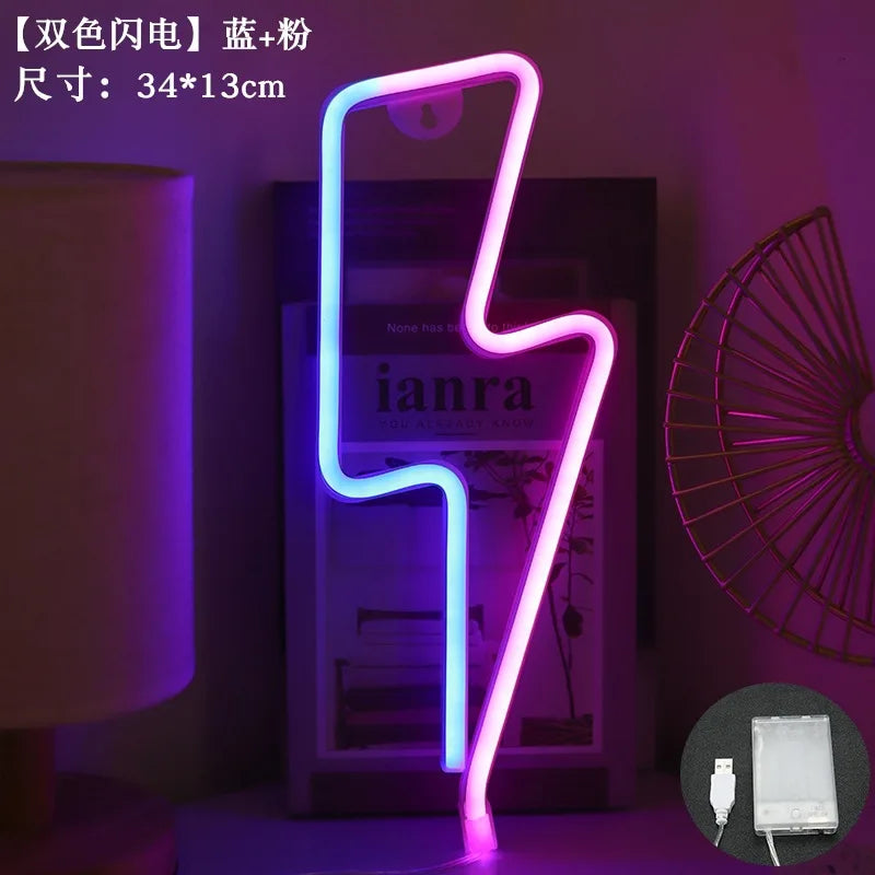 Colorful Lightning Neon Lamps Battery/USB Operation Night Lights Neon Light up Bar Bedroom Party Christmas Wedding Decoration