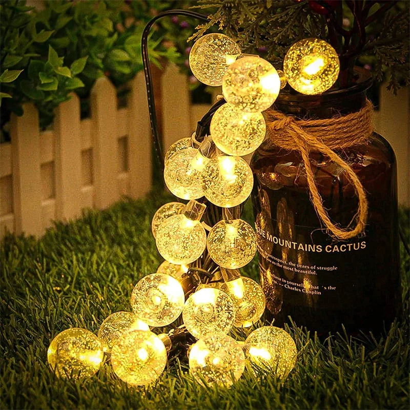 5-22M Solar String Lights Outdoor 200 Led Crystal Globe Lights Waterproof Solar Festoon Fairy Light For Garden Christmas Decor