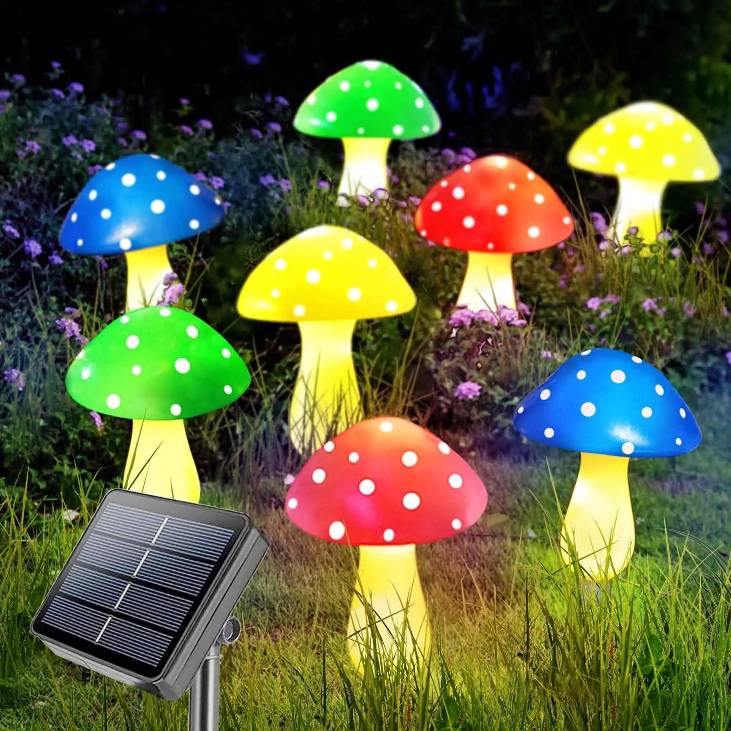 12pcs LED Solar Mushroom Light Outdoor Garden Decor Waterproof Fairy Light Solar String Light Pathway Lawn Lamp Garden Light