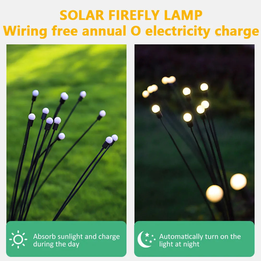LED Solar Firefly Lights Outdoor Waterproof Solar Lawn Lamps Landscape Lights For Courtyard Garden DecorationChristmas Atmosphe