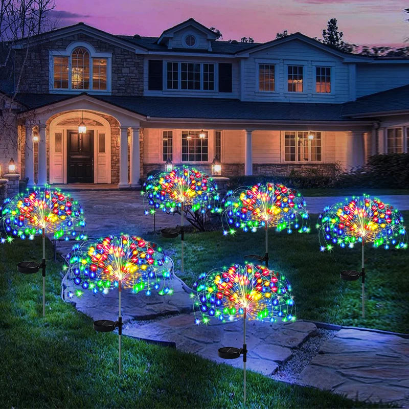 Solar LED Firework Fairy Lights Outdoor Garden Decoration Lawn Pathway Lights For Patio Yard Party Christmas Wedding Decor