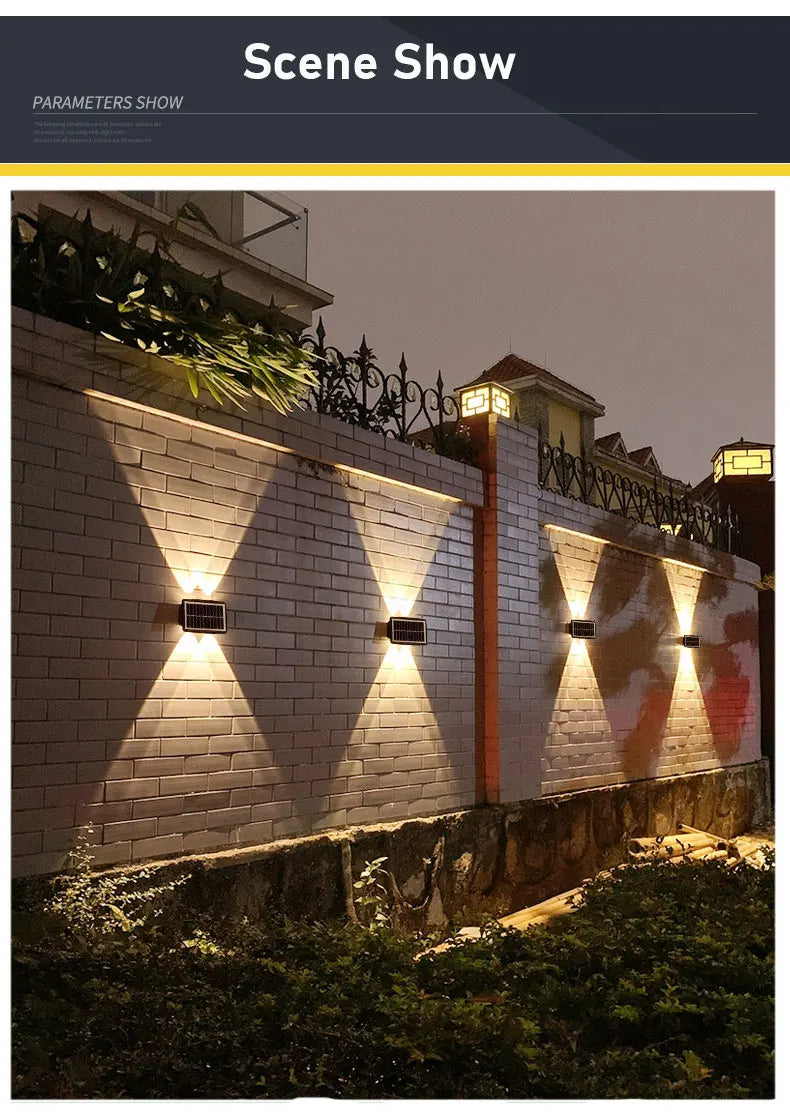 Solar Wall Lamp Led Outdoor Waterproof Decoration Garden Lamp Up And Down Luminous Lighting for Wall Porch Balcony Garden Street