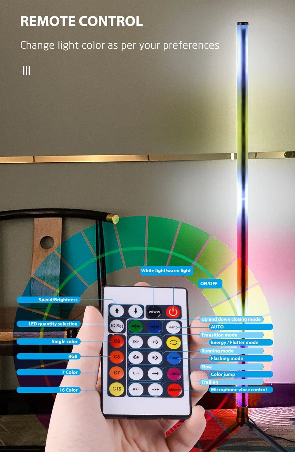 LED Floor Lamp Living Room RGB+WW+CW for Room Decoration USB Power Supply Nordic Houses Decoration RGB Atmosphere Floor Lights