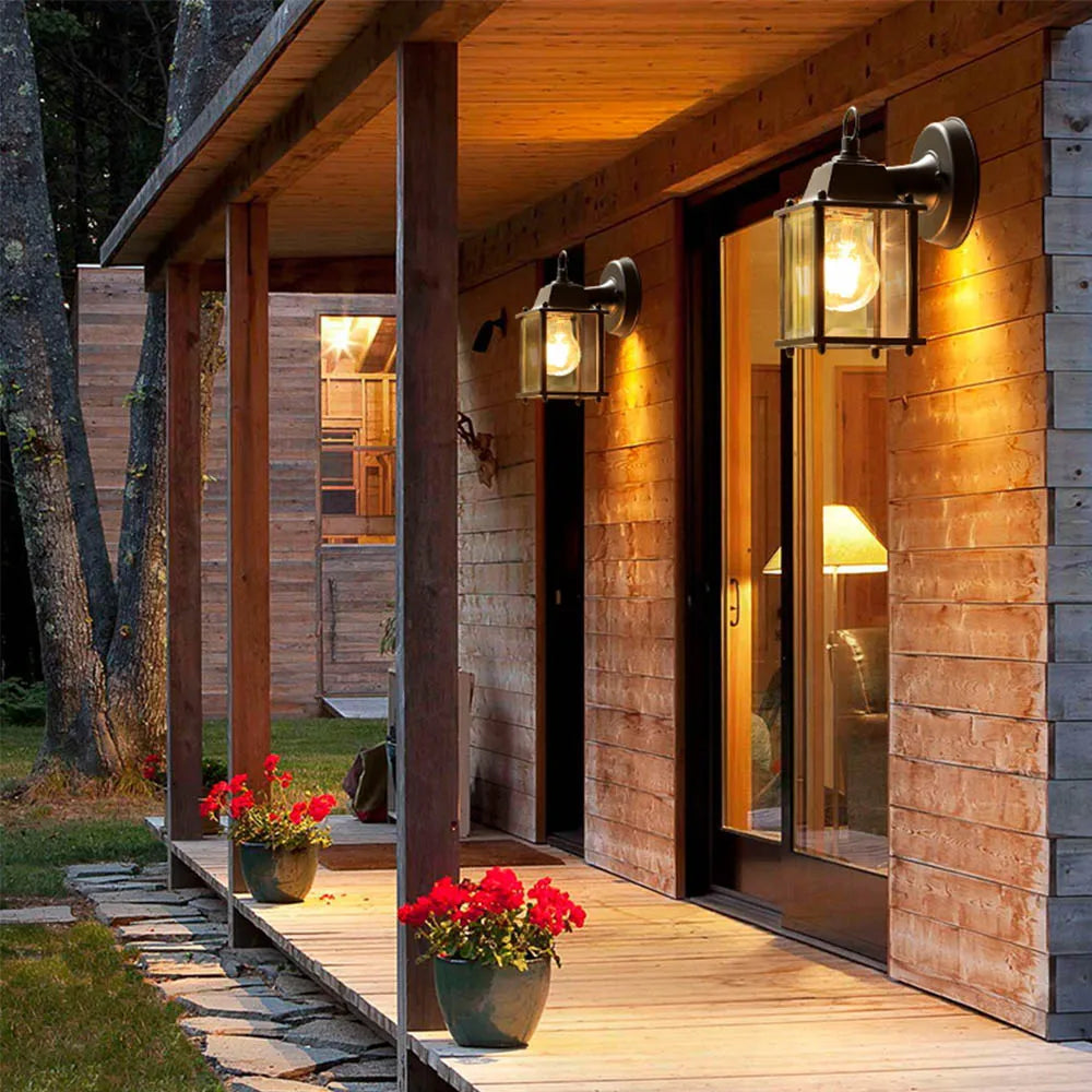 European Style Retro Outdoor Wall Light Sconce Lamp Waterproof Garden Decoration Outdoor Vintage Porch Lamp Black