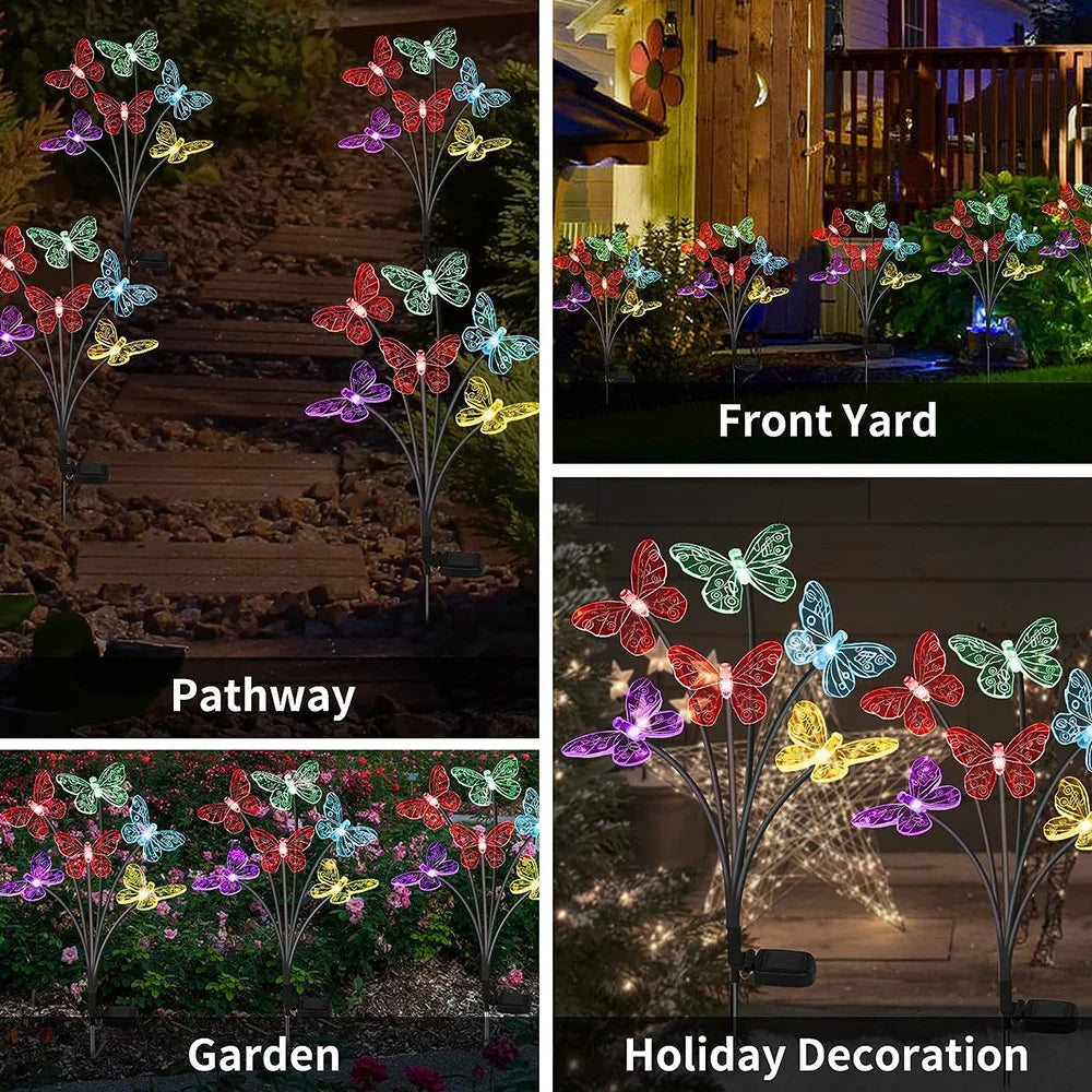 Solar Outdoor LED Lights Outdoor Waterproof Garden Landscape Lawn Light Butterfly Lights Lamp LED Home Decor Lamp 6/8/10heads 조명