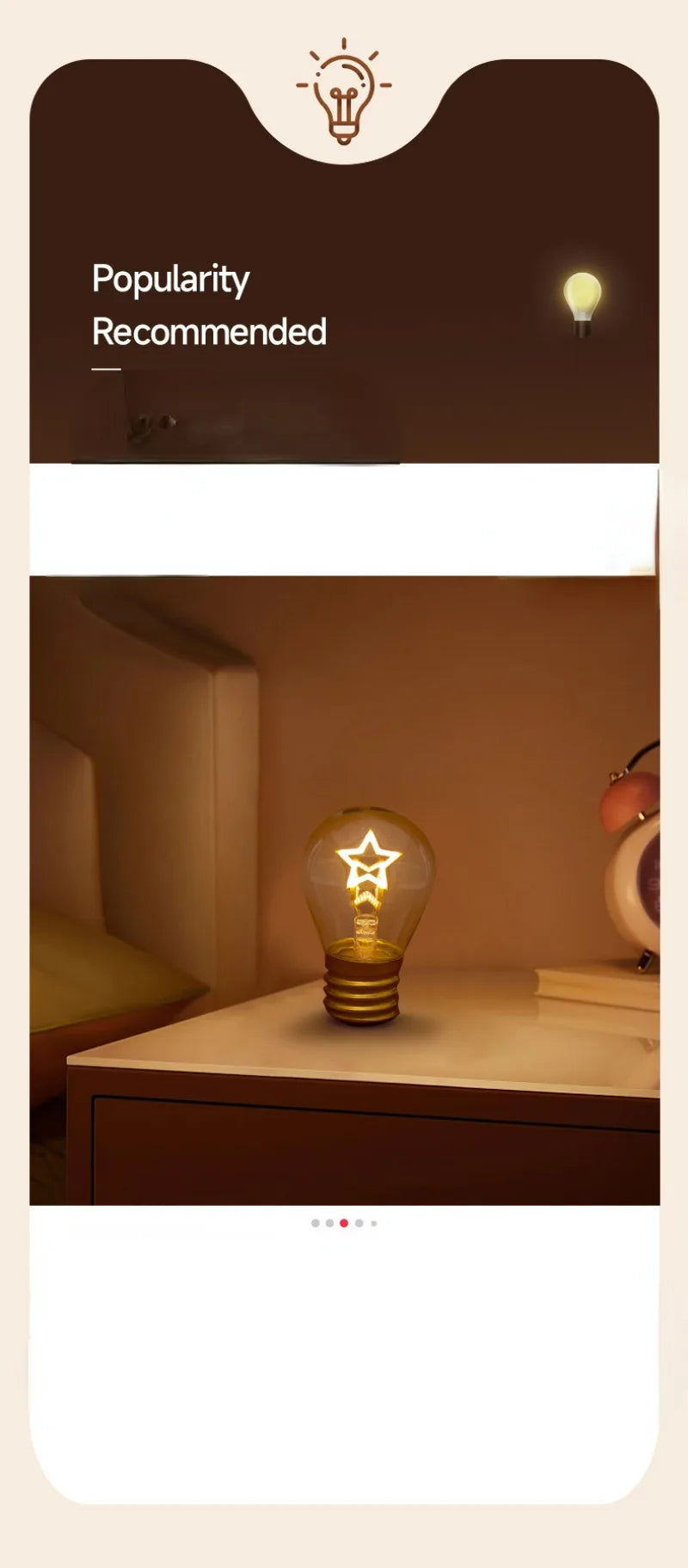 Edison A70 5V Decorative Lamp Led Vintage Tungsten Christmas Gift Cartoon Plastic Art Decorative Light Type-C Rechargeable Bulb