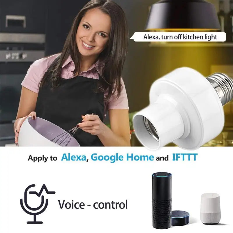 WiFi Smart Light Bulb Adapter Lamp Holder Base AC Smart Life/Tuya Wireless Voice Control With Alexa Google Home E27 E26 65-265V