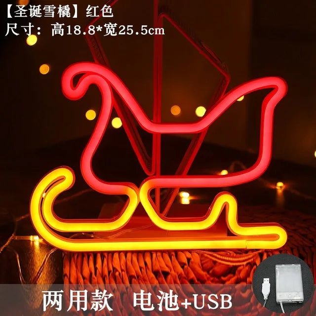 Christmas Tree Neon Light Signs USB Powered LED Neon Lights Christmas Festival Decoration Ornaments Holiday Lights Wall Decor