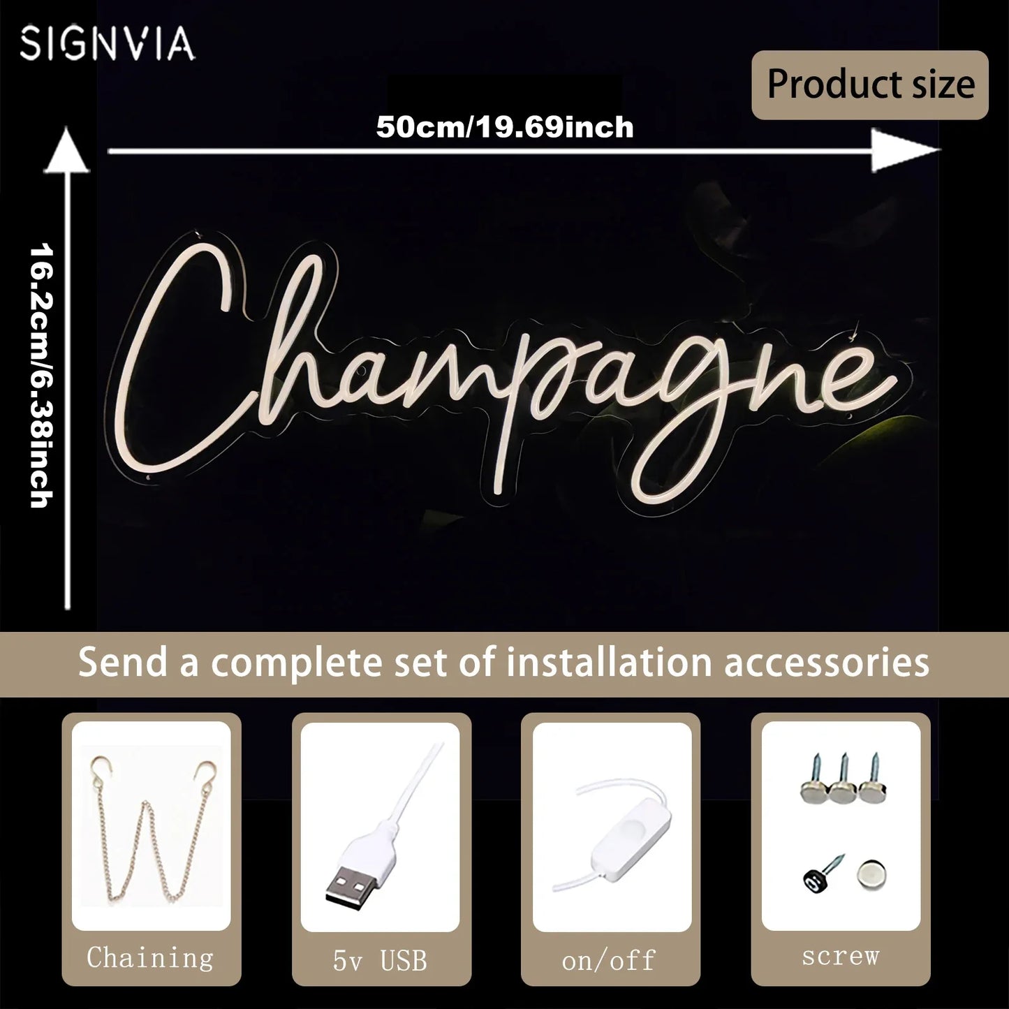 Champagne Neon Light Sign LED Wall Room Home Party Bar Cabaret Birthday Wedding Decoration Wall Hanging LED Neon Sign Night Lamp