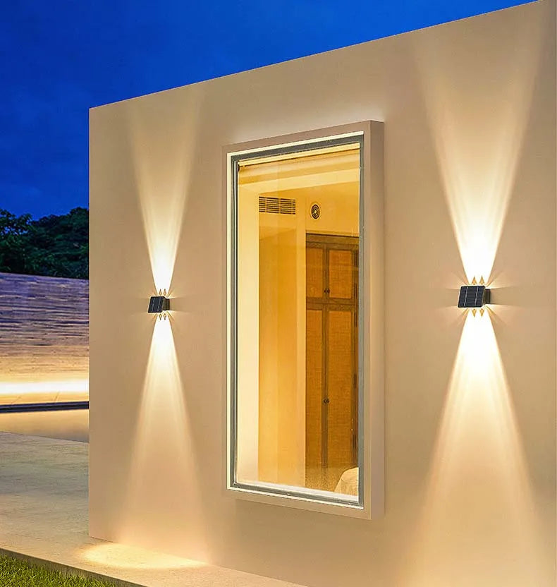 External Solar Lights Outdoor Wall Washer Sconce Facade Lamp Porch LED Light Decor Garden Solar Lighting Decoration Luminaire
