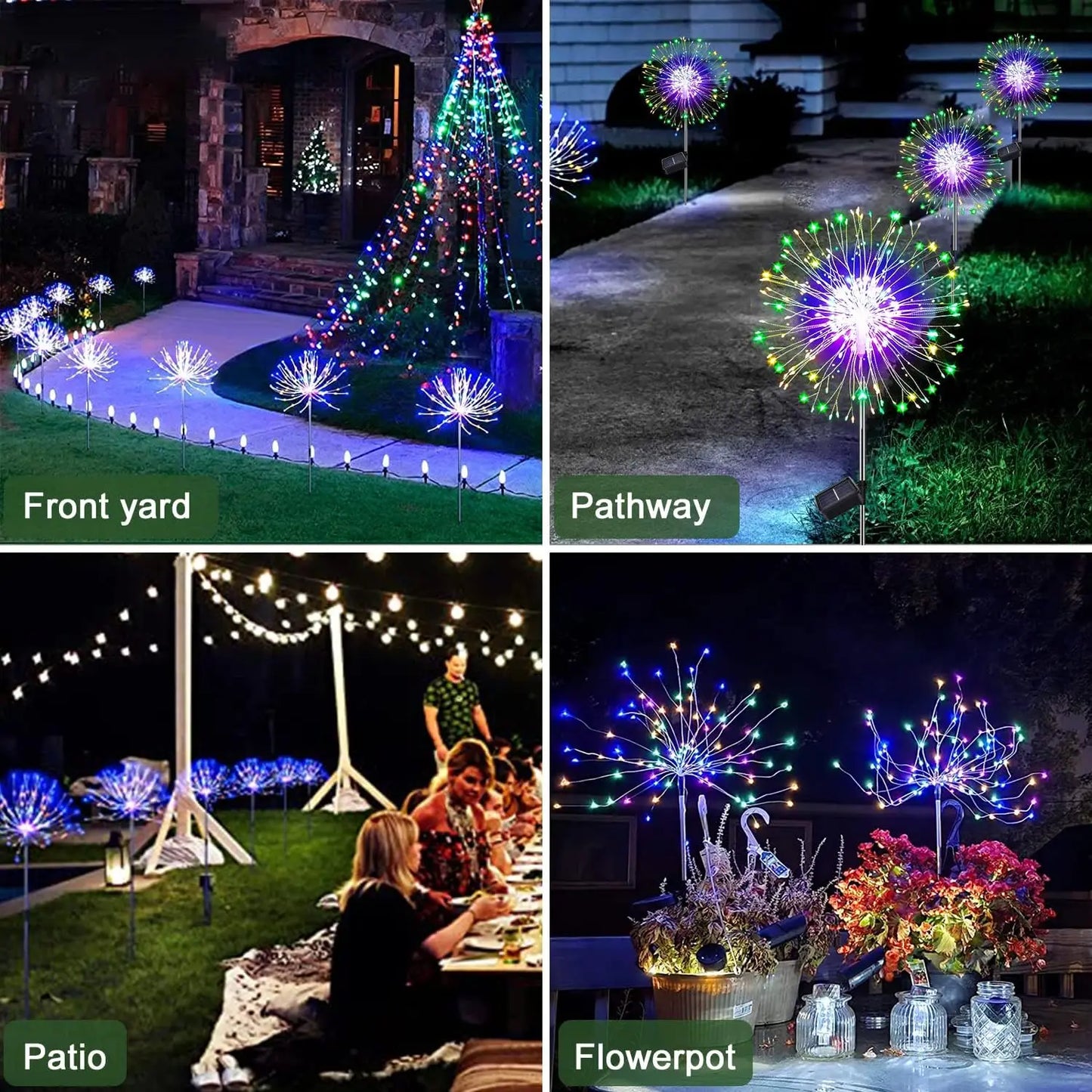 LED Solar Fireworks Lights Powered Outdoor Grass Globe Dandelion Lamp for Garden Lawn Landscape Lamp Holiday Light