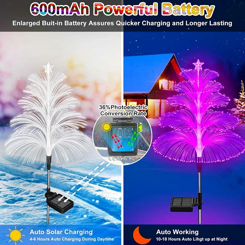 Solar Garden Lights Outdoor Waterproof 7 Color Changing Double Jellyfish and Star for Christmas Yard Garden Decor
