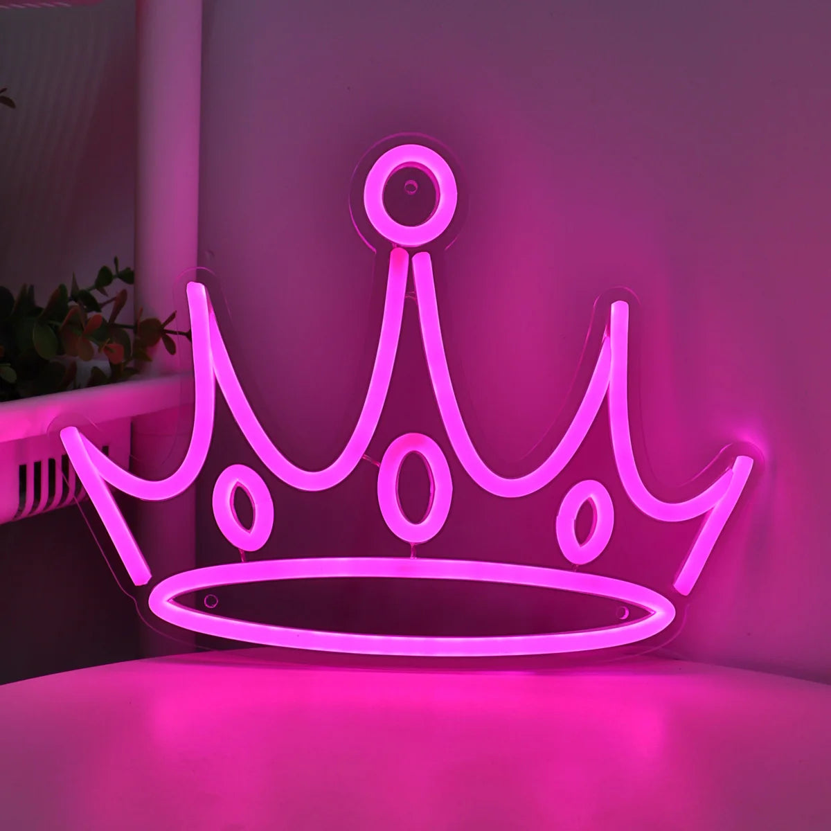 1pc Pink Crown LED Wall Art Neon Sign USB Power 5V Low Voltage Safe Light For Room Party Bar Club Pub Decoration11.57''*8.62''