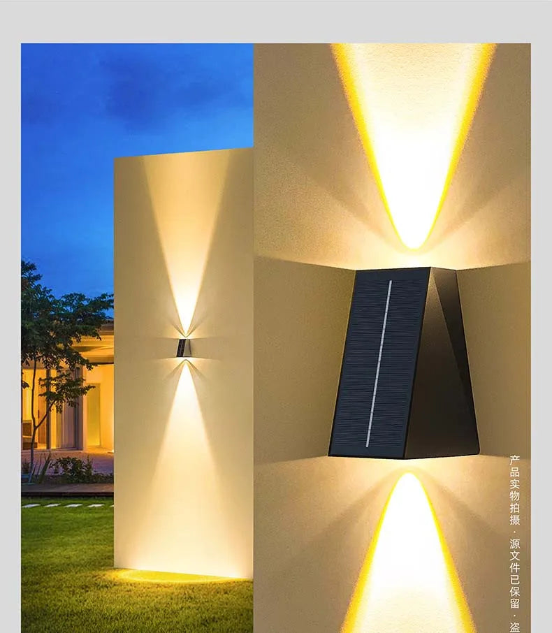External Solar Lights Outdoor Wall Washer Sconce Facade Lamp Porch LED Light Decor Garden Solar Lighting Decoration Luminaire