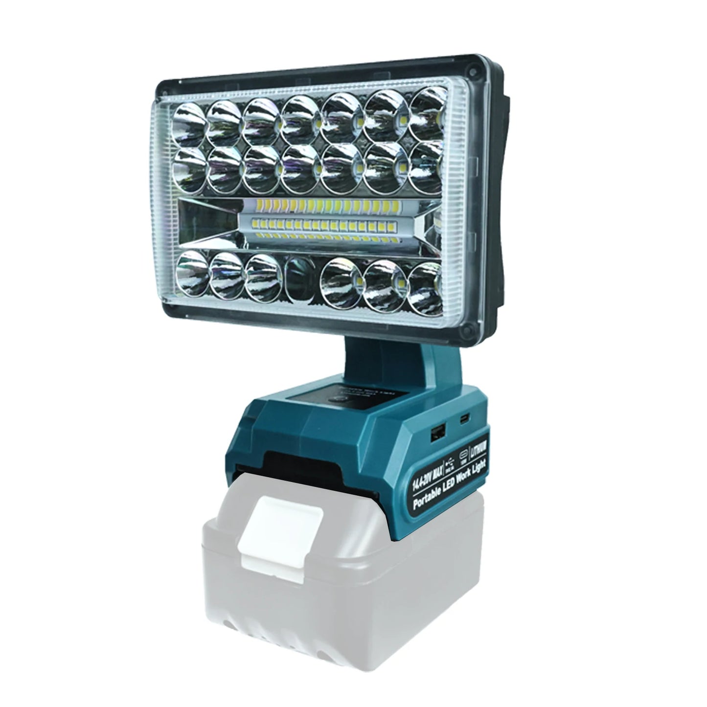 28W 2000LM LED Work Light for Makita 14.4-20V Li-ion Battery Lamp Flashlight Outdoor Emergency Lighting with USB Type-C Port