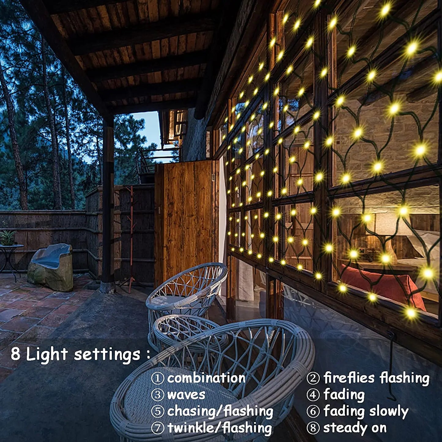 Solar Powered Net Light Mesh Fairy Lights Waterproof Garland With 8 Modes Timer Christmas Decorations For Home 3M X 2M,Holiday