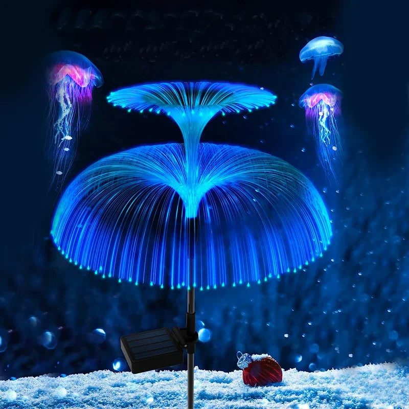 Solar Garden Lights Outdoor Waterproof 7 Color Changing Double Jellyfish and Star for Christmas Yard Garden Decor