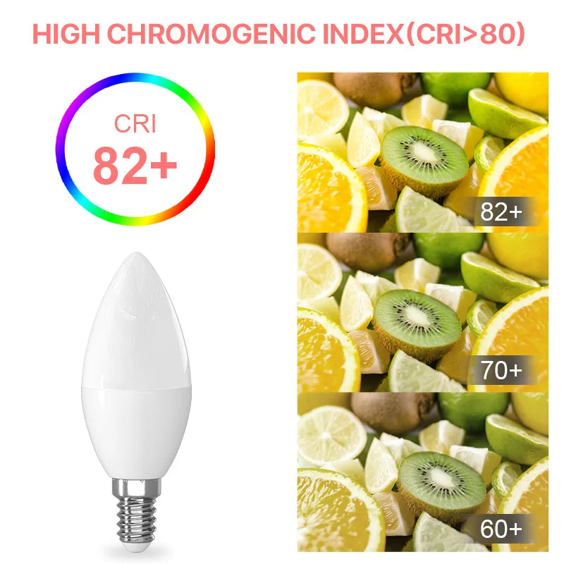 6 Pack E14 Candle Bulb 220V Warm White 3000K Cool White 6500K 5W 545lm 160°Beam Angle C37 Screw Light Bulbs