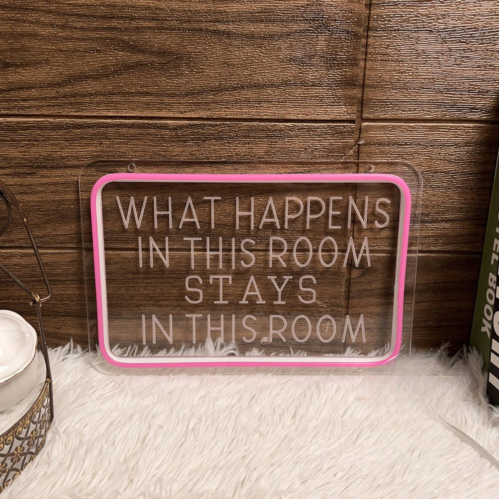 What Happens in This Room Stays in This Room Neon Sign Engrave Custom Led Lights for Bedroom Decoration Coffee Bar Wall Decor