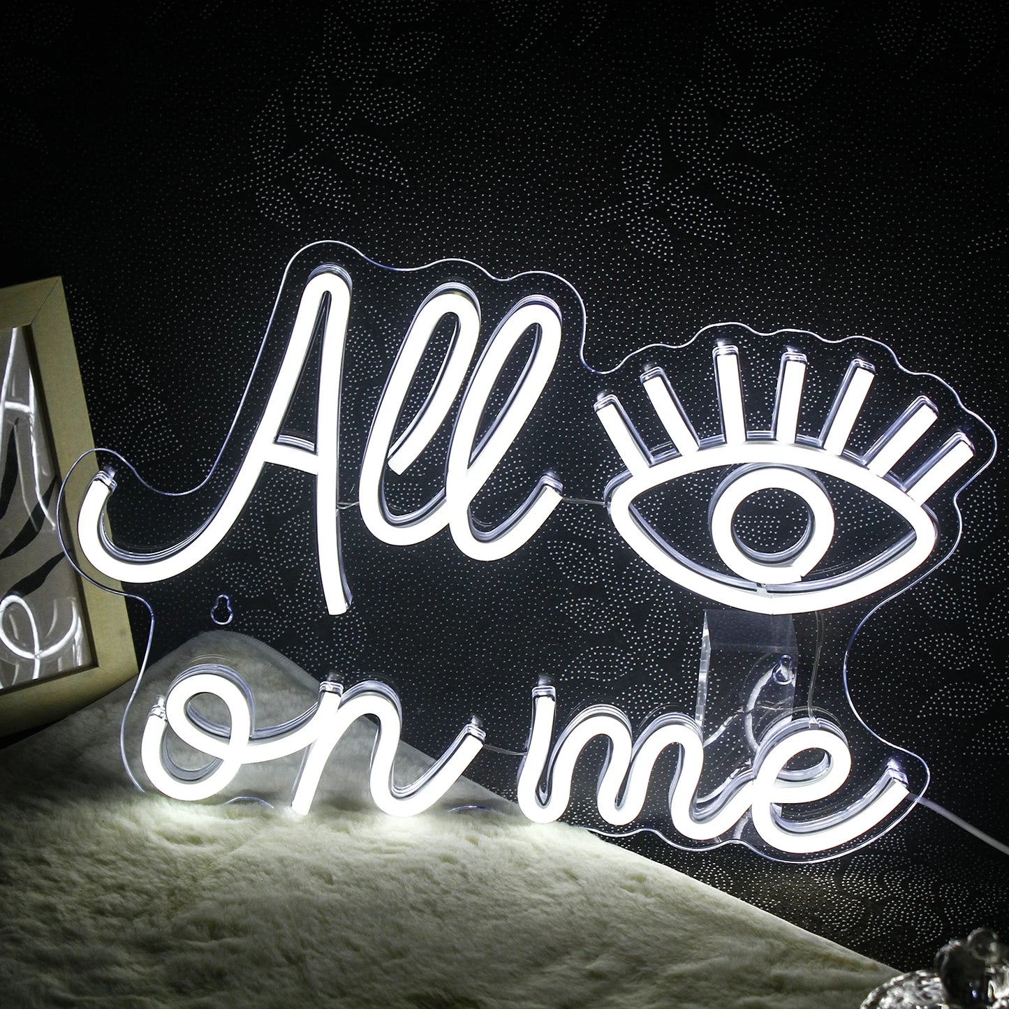 All Eyes on Me Neon Sign LED Room Wall Decor USB Powered With Switch Hanging Acrylic For Girls Bedroom Game Bar Wedding Party