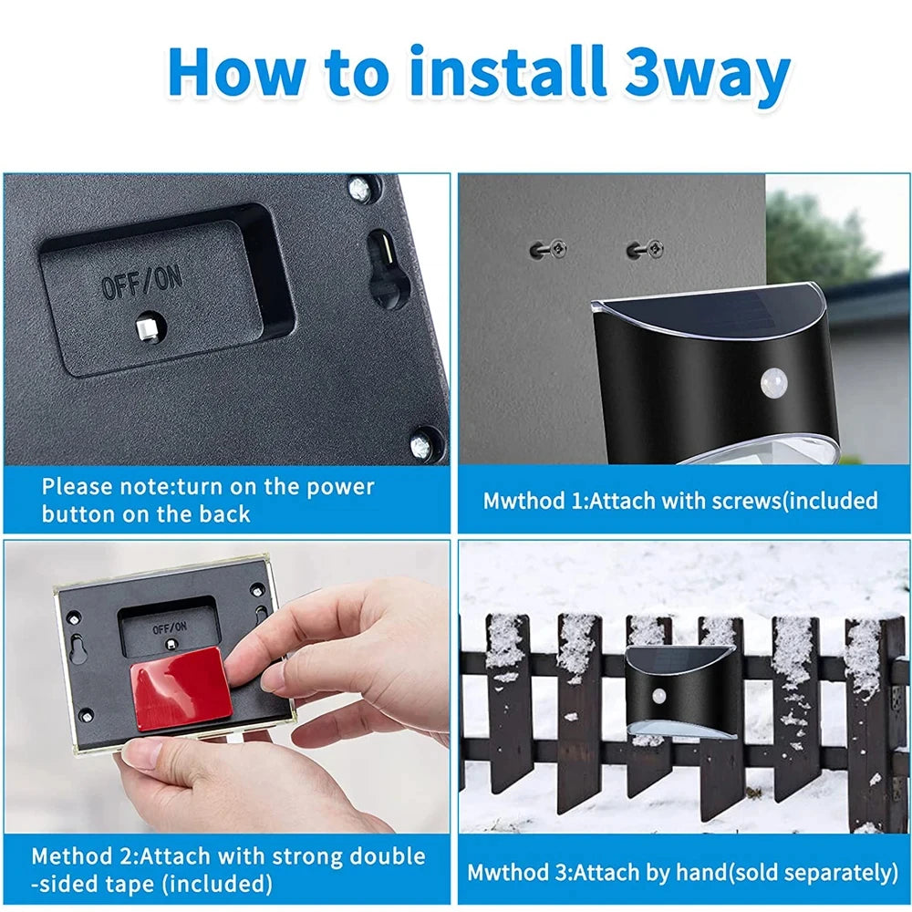 Solar LED Light Outdoor Solar Wall Lamp Waterproof Solar Powered Sconce Lights for Garden Fence Stair Step Patio Yard Decoration