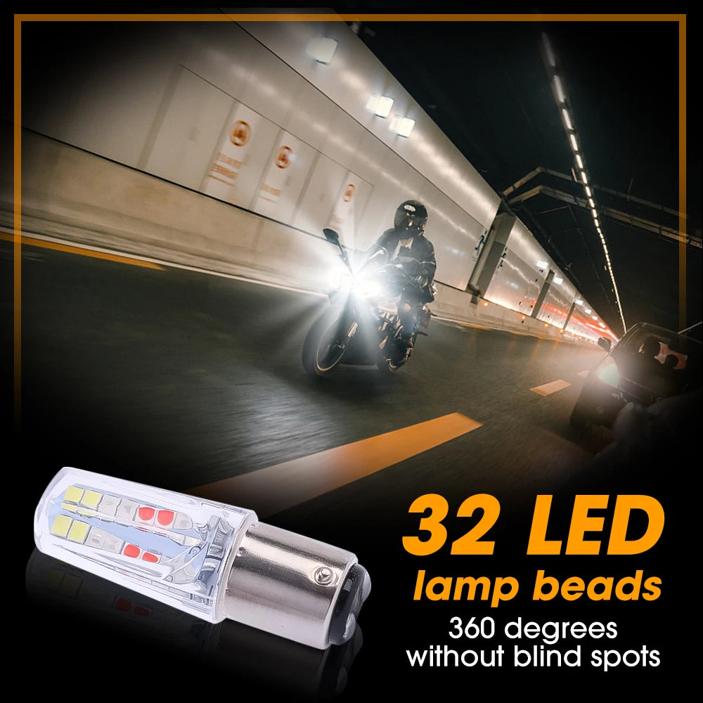 Car LED Signal Lights Strobe Light Motorcycle Blinking Tail Lamp Brake Lamps Night Driving Safety Warning Bulbs 7000K-8000K