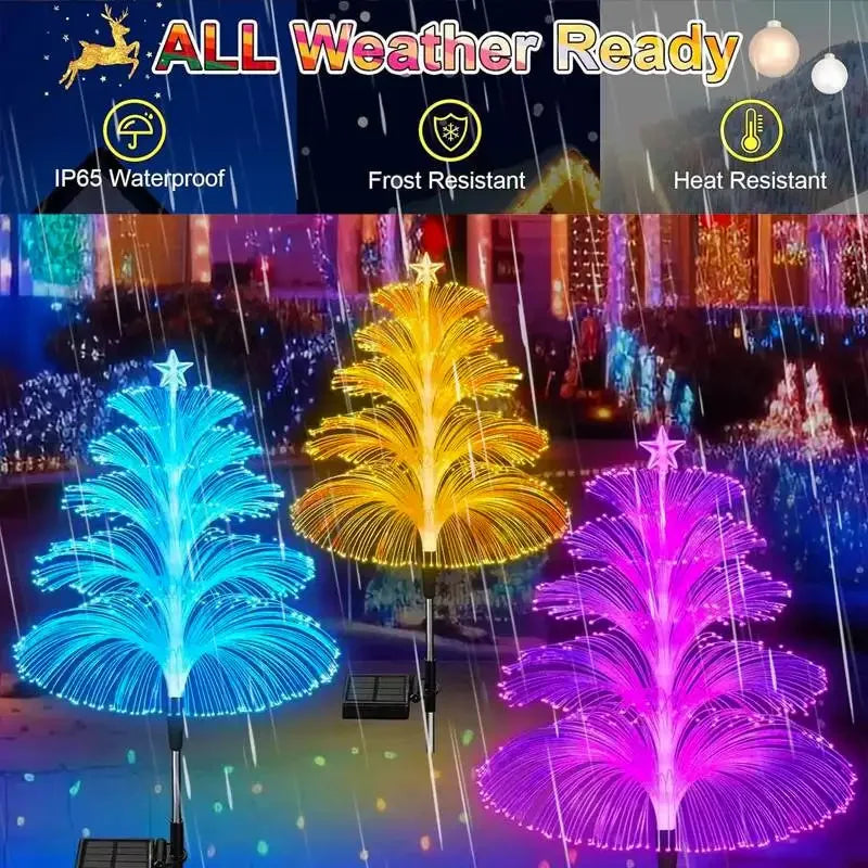 Solar Garden Lights Outdoor Waterproof 7 Color Changing Double Jellyfish and Star for Christmas Yard Garden Decor