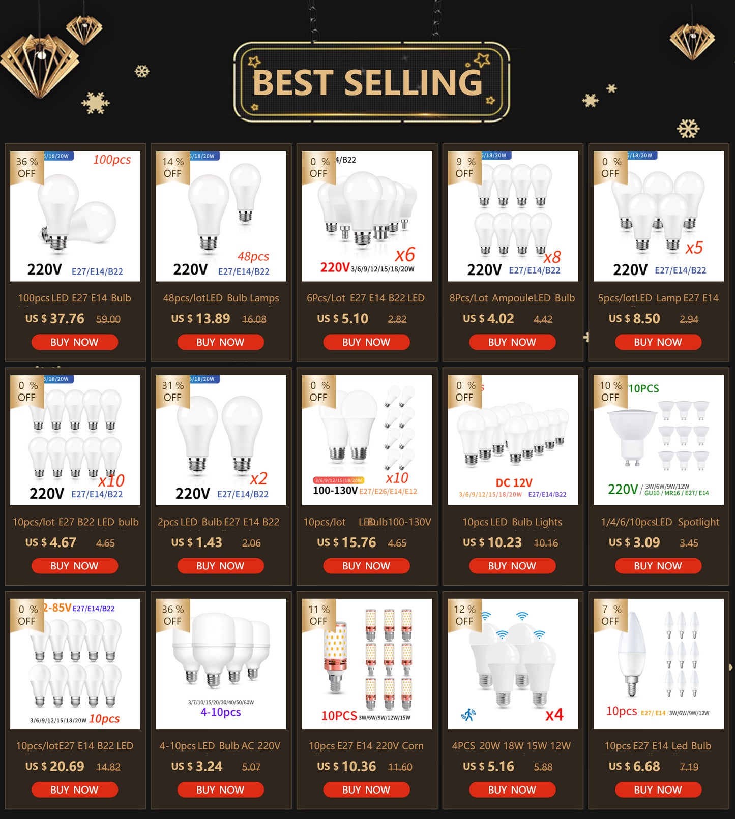 8Pcs/Lot Ampoule LED Bulb E27 E14 3W 5W 7W 9W 12W 15W 18W Smart IC LED lamp Light Cold White White Lampada Bombilla Lamp
