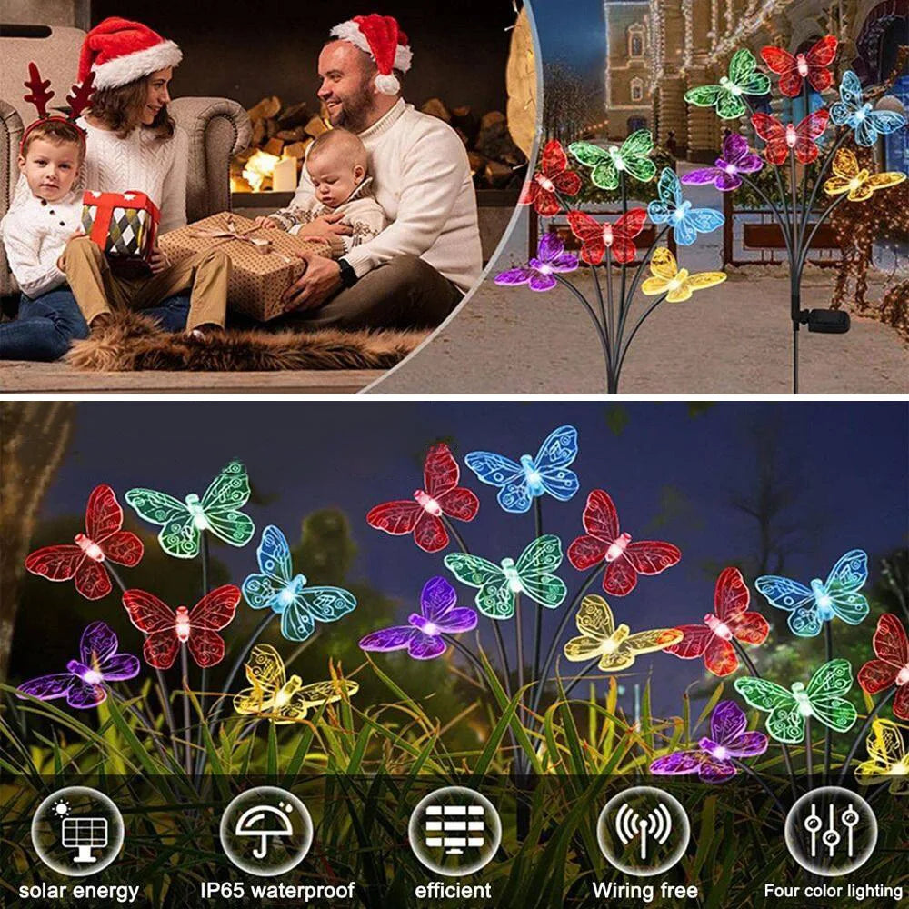 Solar Outdoor LED Lights Outdoor Waterproof Garden Landscape Lawn Light Butterfly Lights Lamp LED Home Decor Lamp 6/8/10heads 조명