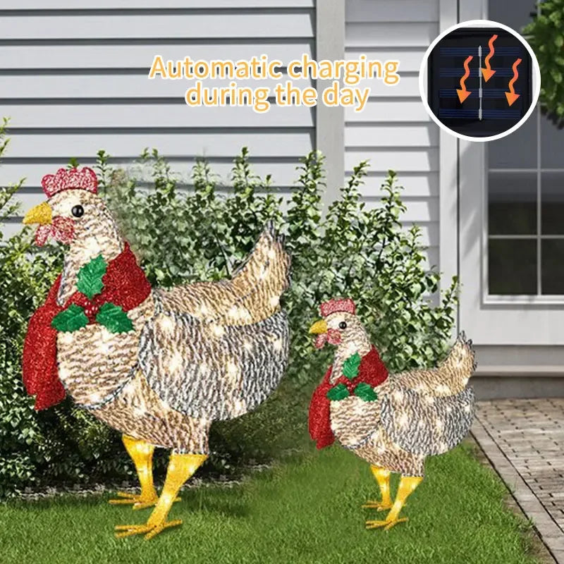 Courtyard Christmas Led Night Lights Solar Light Outside Garden Decoration Ornaments Chicken Hen Glowing Pastoral Chickens Lamps
