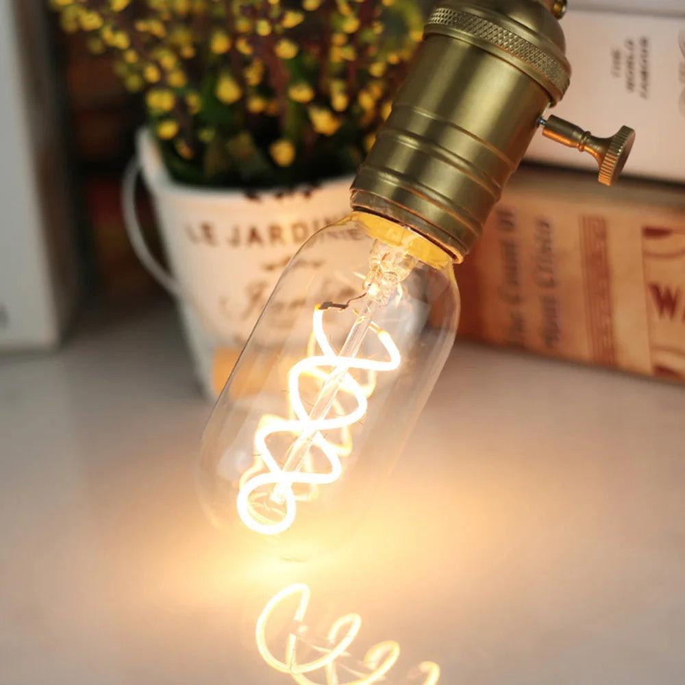 TIANFAN Vintage Led Bulb T45/T14 Edison Bulb 4W Dimmable 220V 110V E26 E27 Spiral Filament Decorative Light Bulb Yellow Warm