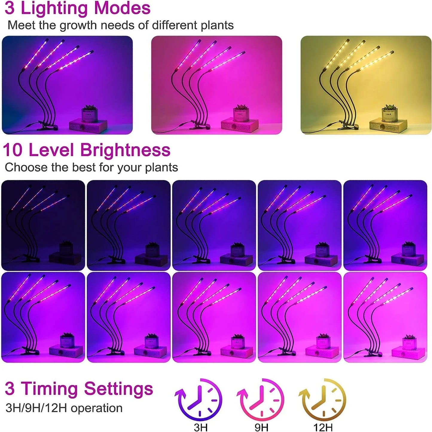 3 Colors LED USB Grow Light Phytolamp for Plants with Control Full Spectrum Fitolamp Lights Home Flower Seedling Clip Phyto Lamp