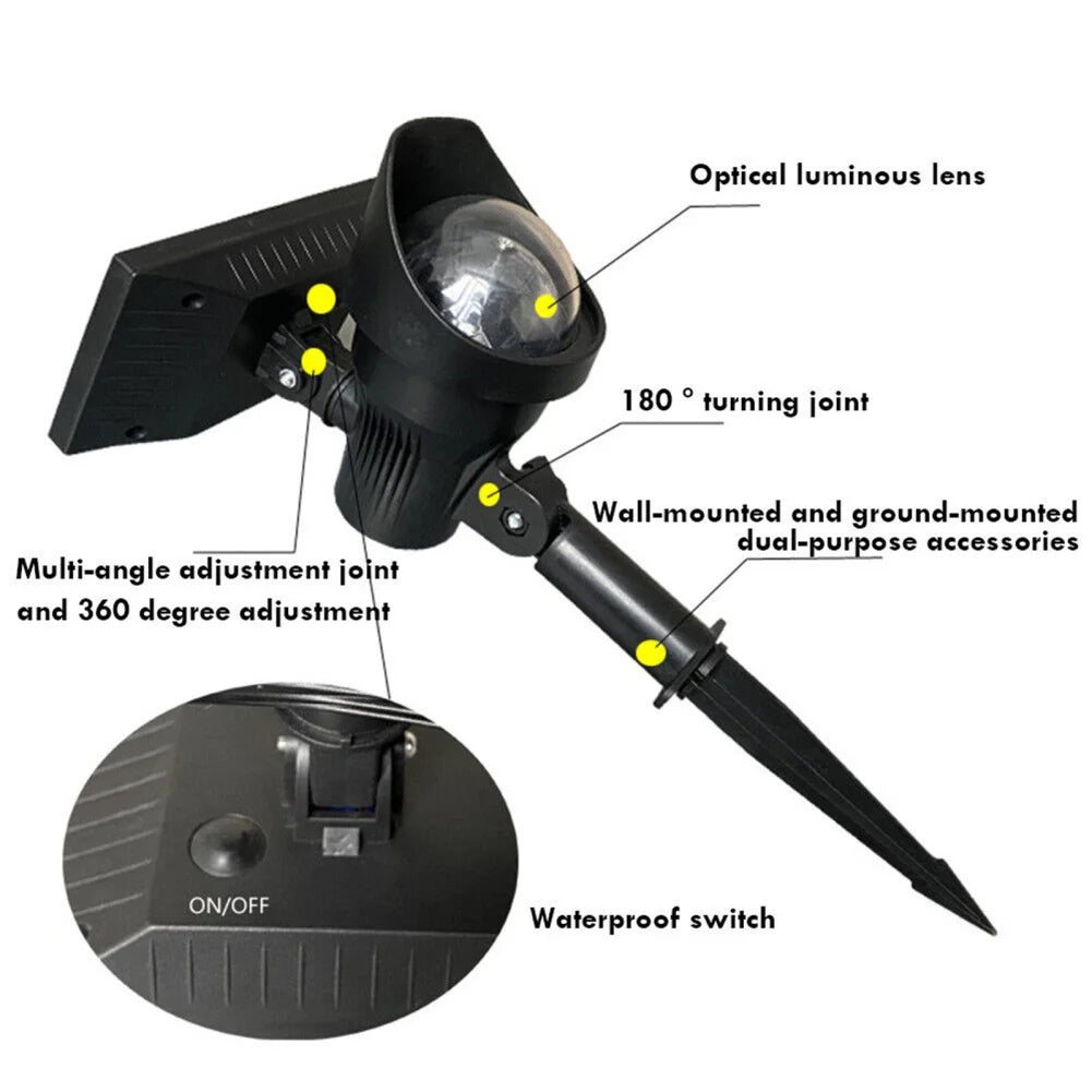 LED Solar Power Lamp with ON/OFF Switch LED Projector Light IP55 Waterproof RGB Solar Light For Garden Courtyard Home Decor