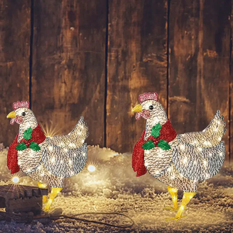 Courtyard Christmas Led Night Lights Solar Light Outside Garden Decoration Ornaments Chicken Hen Glowing Pastoral Chickens Lamps