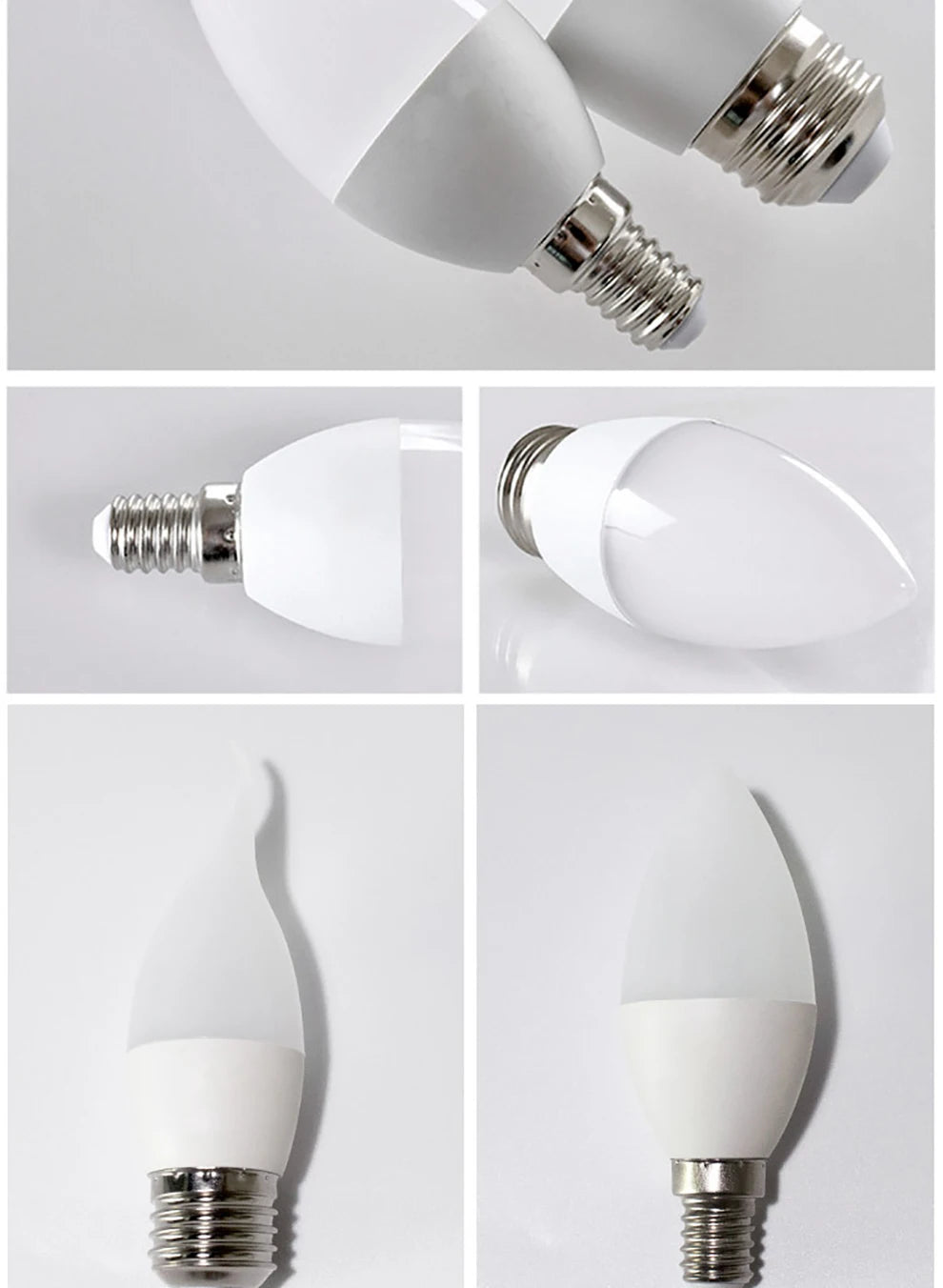 10pcs 2022 NEW Led Light Bulb E14 E27 LED Lamp lndoor Light 3W 6W 9W12W LED Candle Bulb Home Decor Chandelier AC220 Lampada