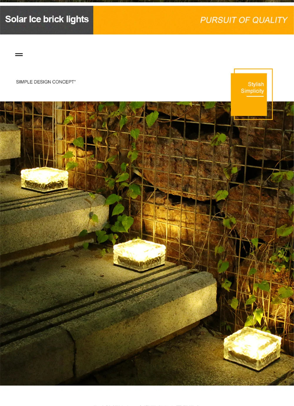 Solar Brick Ice Cube Light Outdoor Waterproof Path Stair Step LED Sunlight Garden Yard Pathway Party Christmas Landscape Lamp