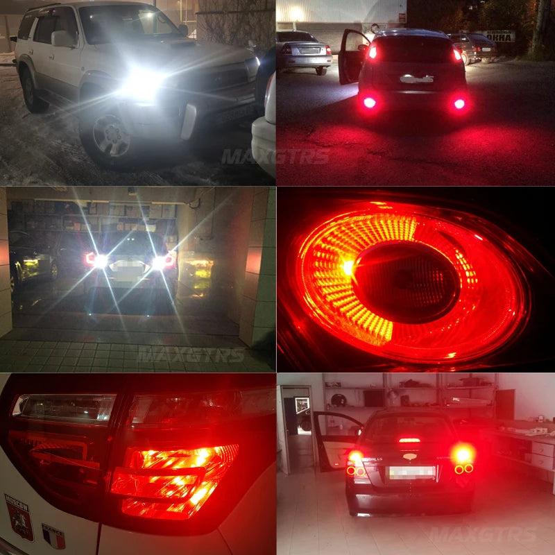 2x T20 7443 W21/5W 580 1157 BAY15D 3020 Car LED Reverse Lamp Tail Brake Stop Bulb Auto Turn Signal Light White Red Yellow