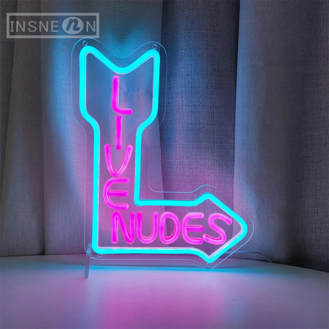 Live Nudes Neon Sign USB Powered Wall Room Decoration LED Light for Men's Beer Bar Easy to Install Wall Art Decor Bedroom Decor
