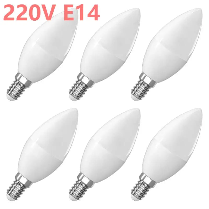 6 Pack E14 Candle Bulb 220V Warm White 3000K Cool White 6500K 5W 545lm 160°Beam Angle C37 Screw Light Bulbs