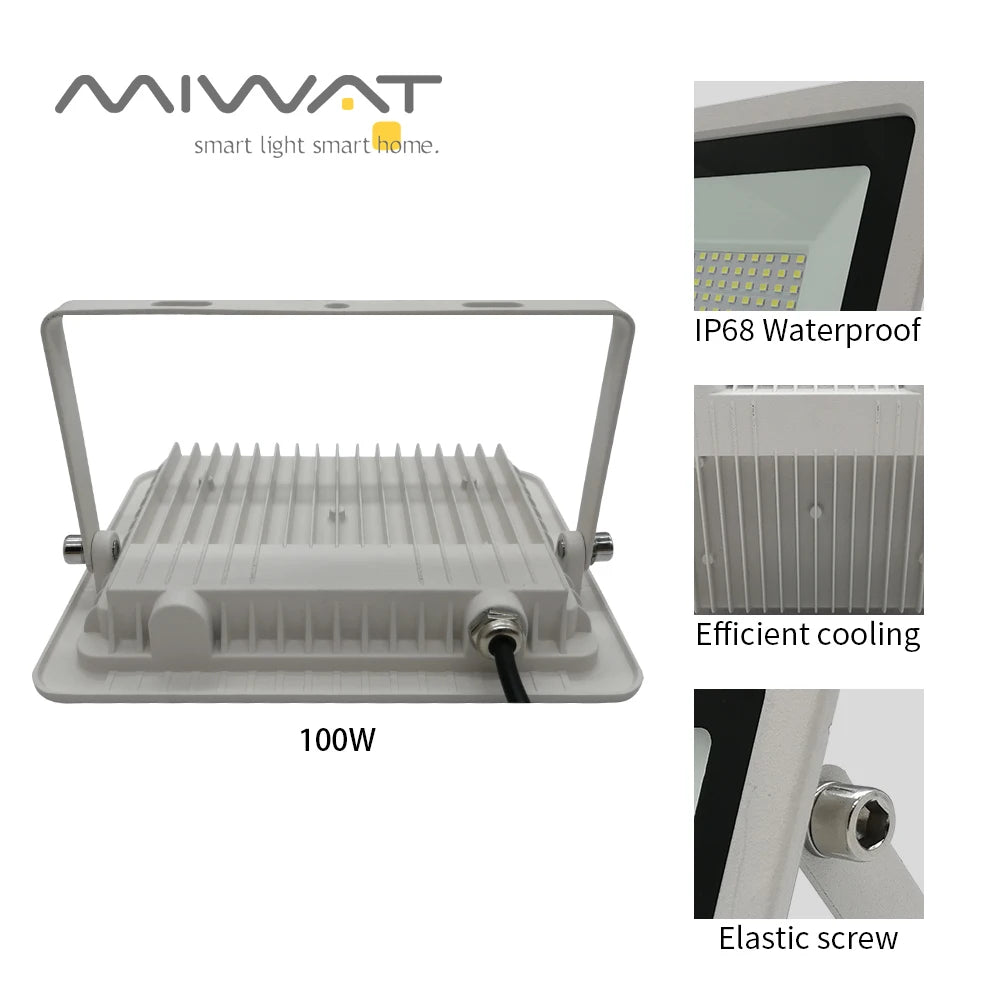 White LED Flood Light 100W 50W 30W 20W 10W AC 220V Outdoor Waterproof Reflector Spotlight Street Light Wall Lamp Garden Lighting