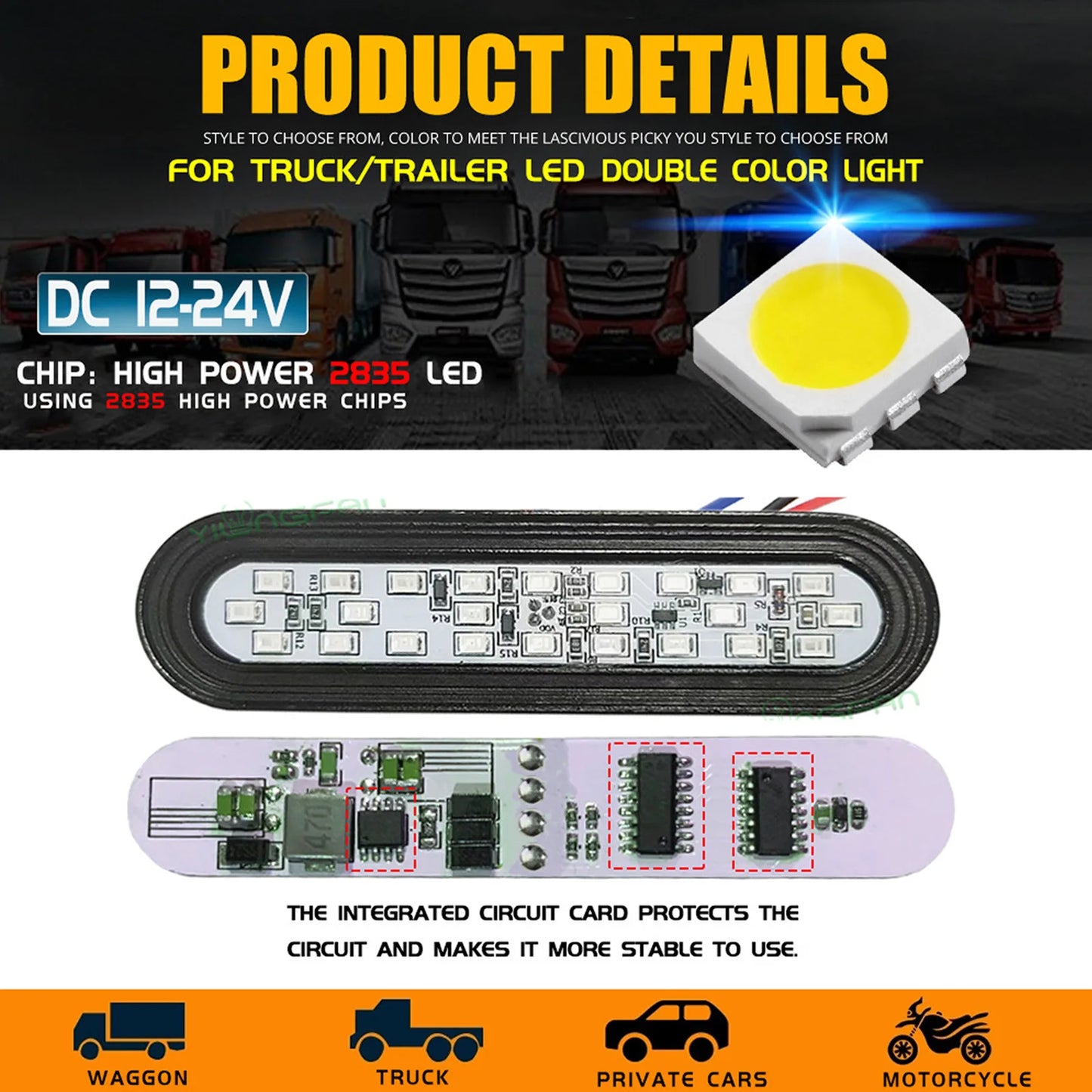 4PCS LED Side Marker Light Oval Position Light Signal Indicator Warning Rear Reflector Panel Tractor Trailer Truck Accessorie