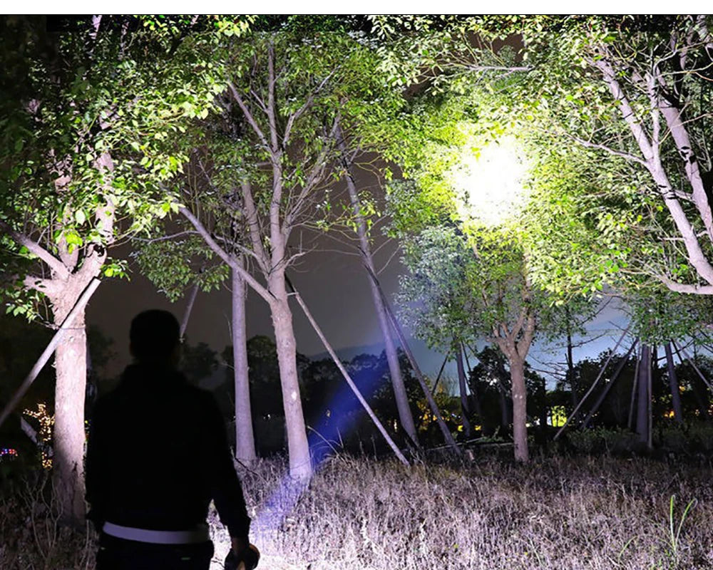 High Power 7 LED Flashlight USB Rechargeable Torch Handheld Portable Outdoor Camping Hiking Lamp ABS Material COB Side Light