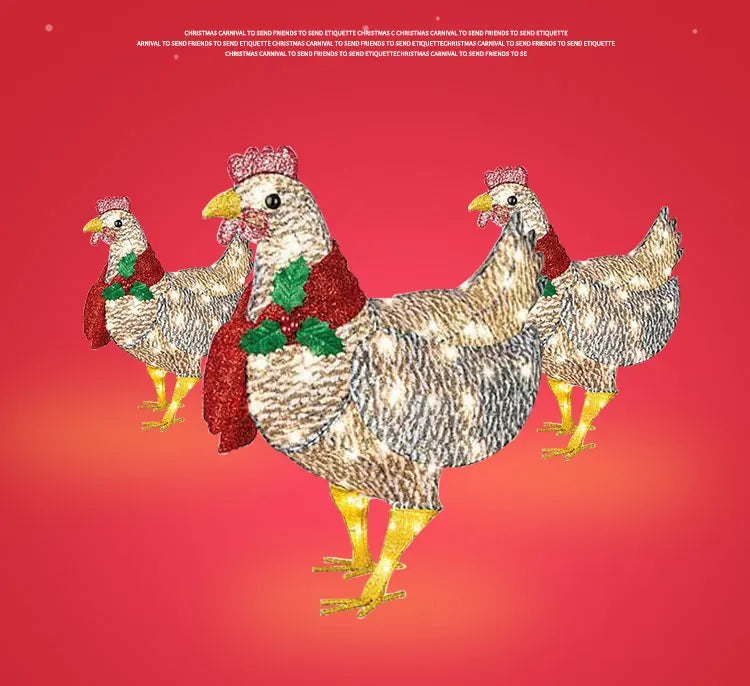 Courtyard Christmas Led Night Lights Solar Light Outside Garden Decoration Ornaments Chicken Hen Glowing Pastoral Chickens Lamps