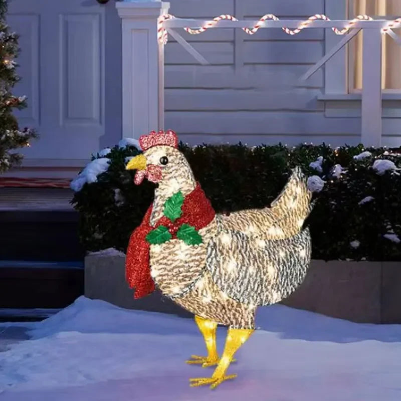 Courtyard Christmas Led Night Lights Solar Light Outside Garden Decoration Ornaments Chicken Hen Glowing Pastoral Chickens Lamps