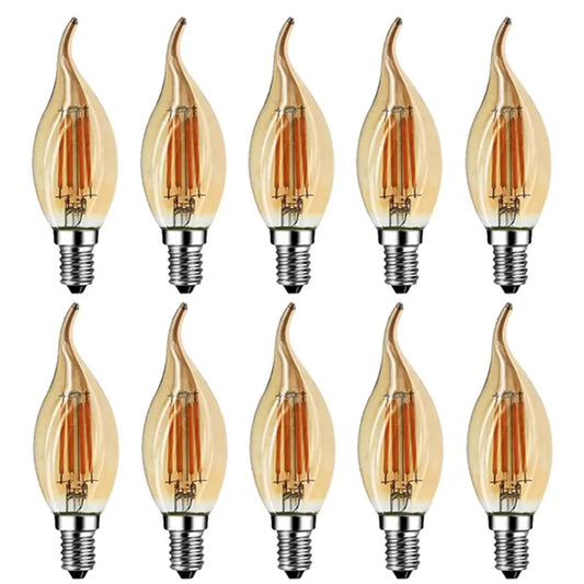 Grensk 4W Dimmable LED Filament Candle Light Bulb 2700K E14 Candelabra Base Flame Shape Bent Tip 25W Incandescent Equivalent C35